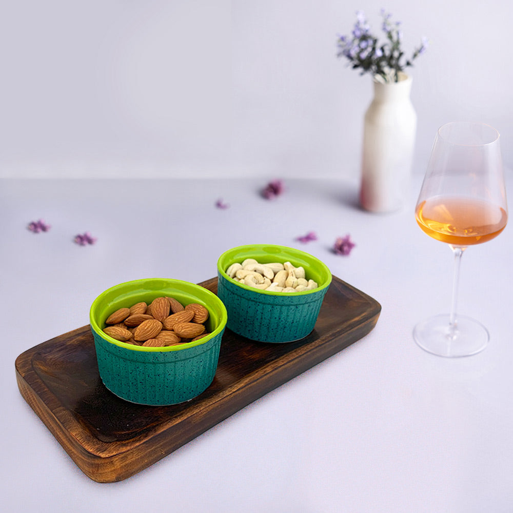 Dark Brown Acacia Wood Serving Tray/ Platter