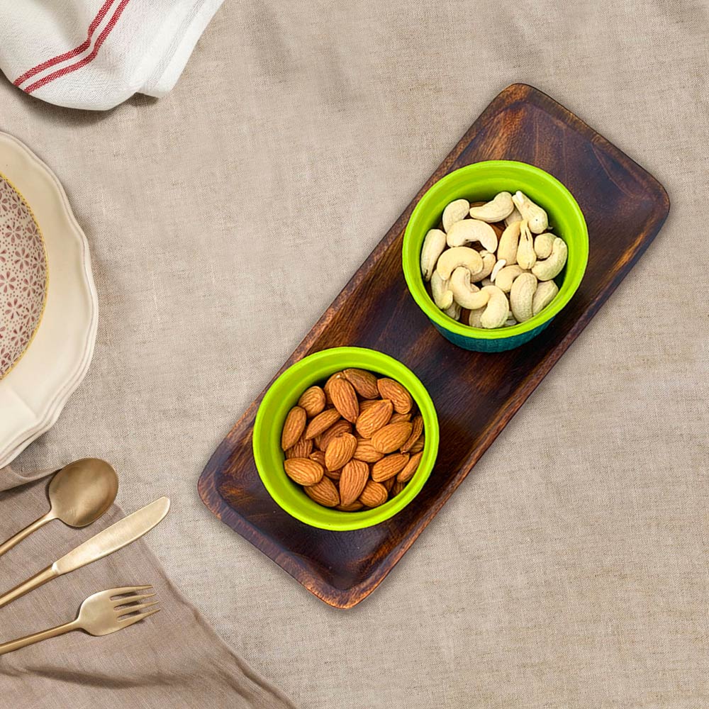 Dark Brown Acacia Wood Serving Tray/ Platter