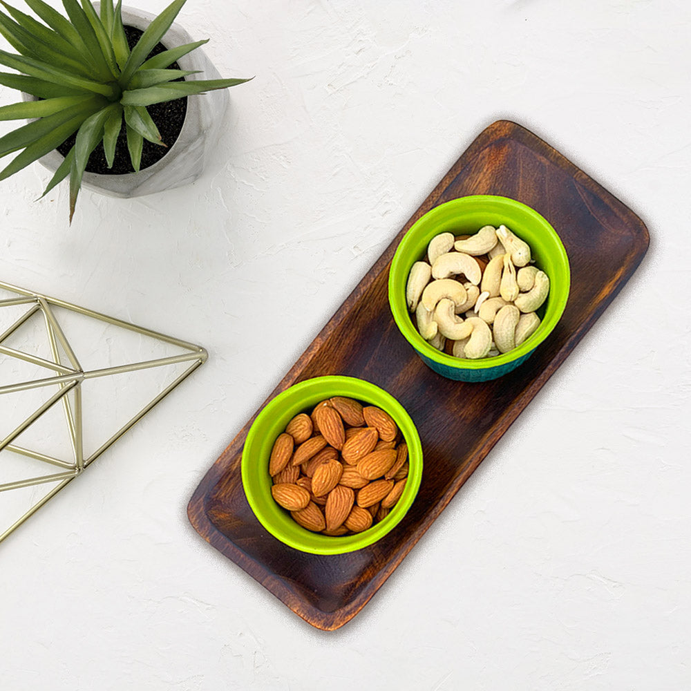 Dark Brown Acacia Wood Serving Tray/ Platter