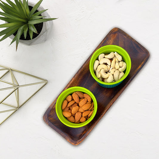 Dark Brown Acacia Wood Serving Tray/ Platter