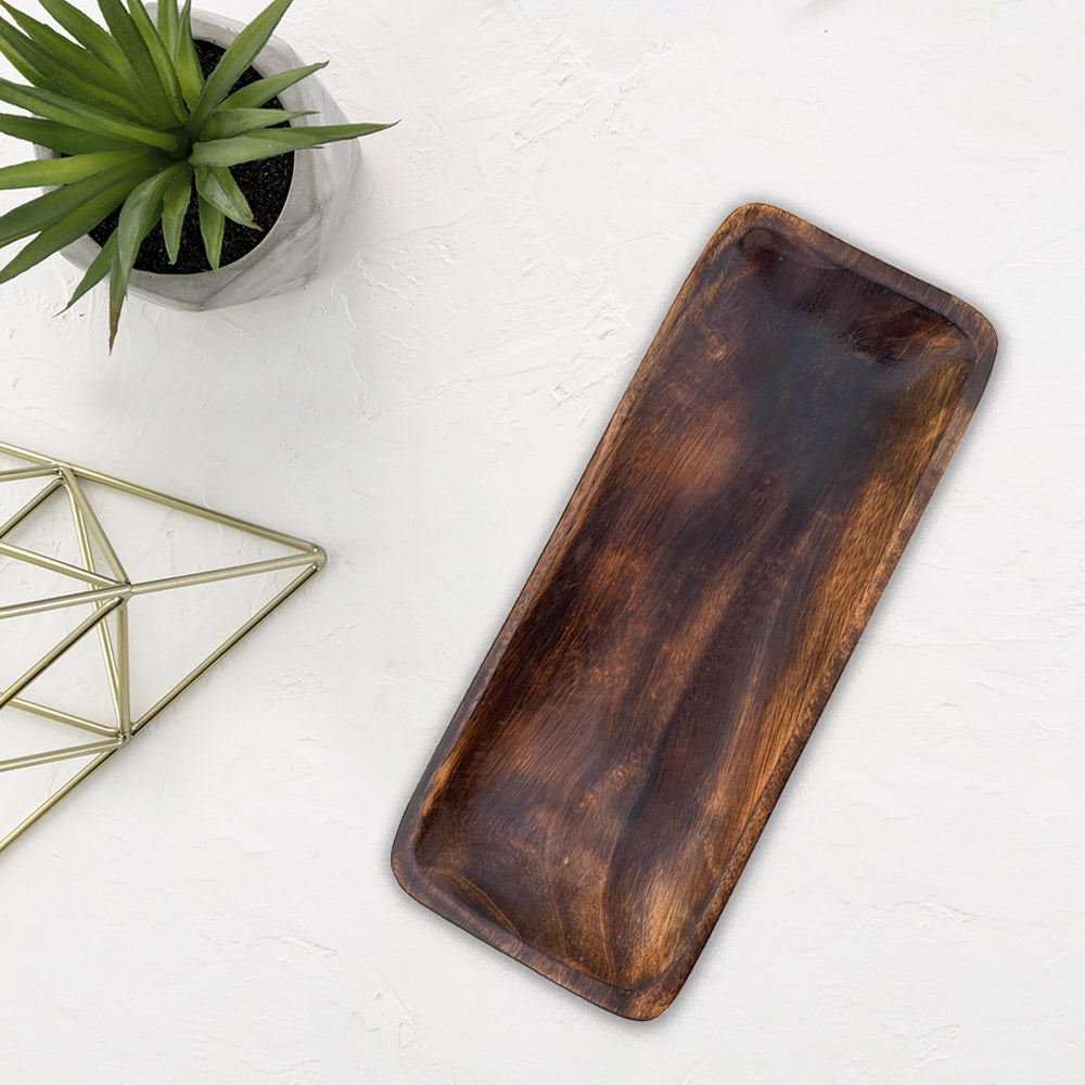 Dark Brown Acacia Wood Serving Tray/ Platter