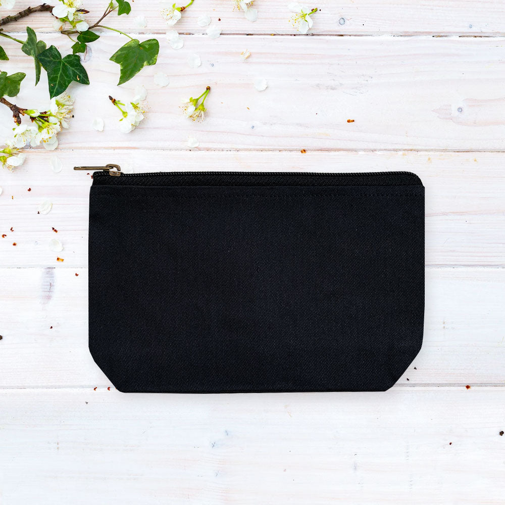Floral Pattern Multi-Purpose Black Cotton Pouch