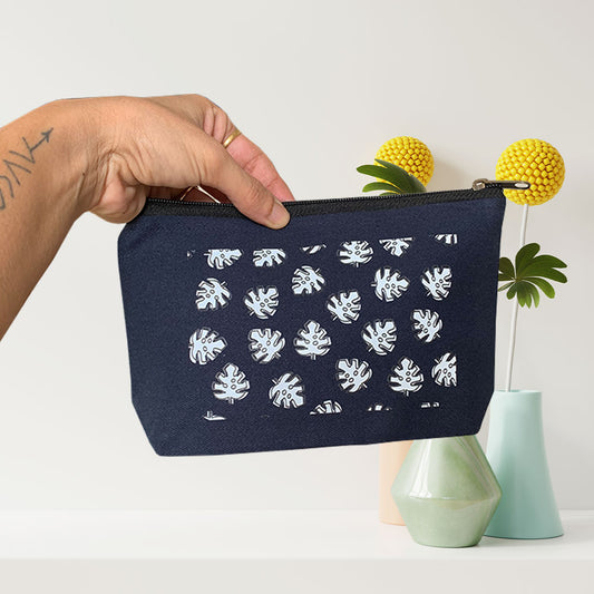 Floral Pattern Multi-Purpose Grey Cotton Pouch