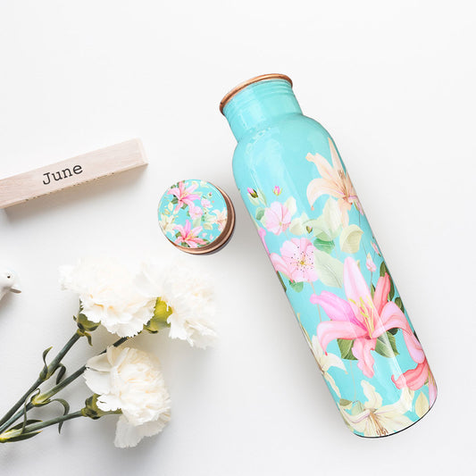Vintage Floral Meenakari Copper Bottle