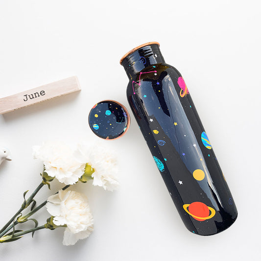 Space Black Meenakari Copper Bottle