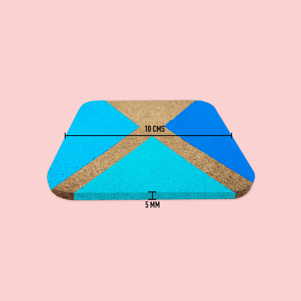 Geometric Pattern Rectangular Cork Coaster Set