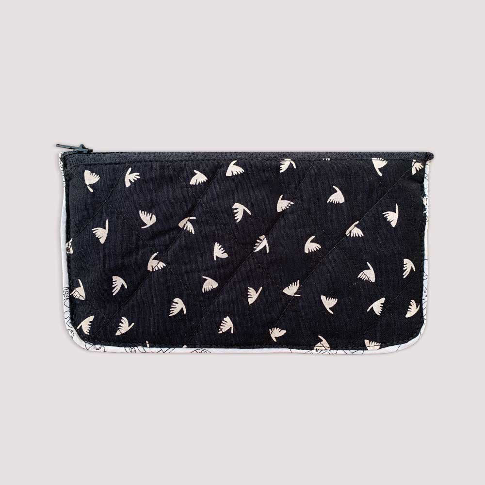 Black Sleek Pattern Multi-Purpose Black Cotton Pouch