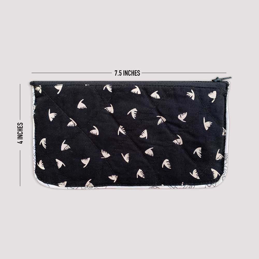 Black Sleek Pattern Multi-Purpose Black Cotton Pouch