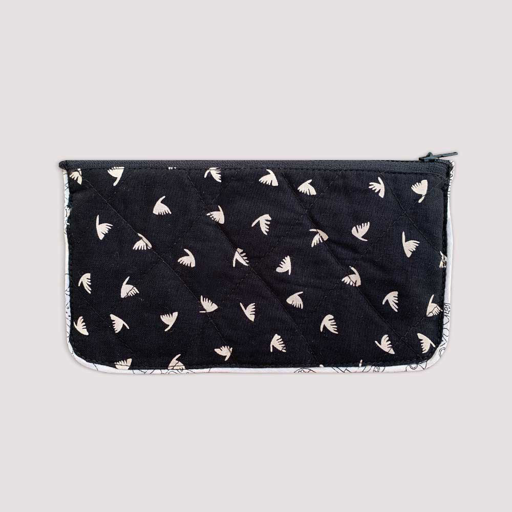 Black Sleek Pattern Multi-Purpose Black Cotton Pouch