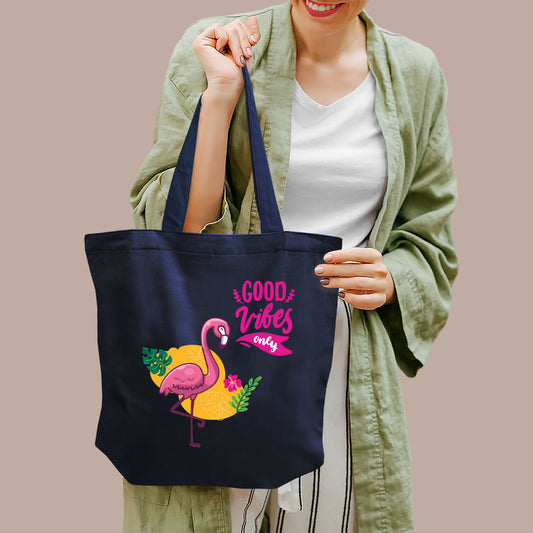 Good Vibes Only Blue Cotton Tote Bag