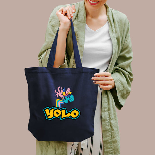 You only Live Once Blue Graphic Tote