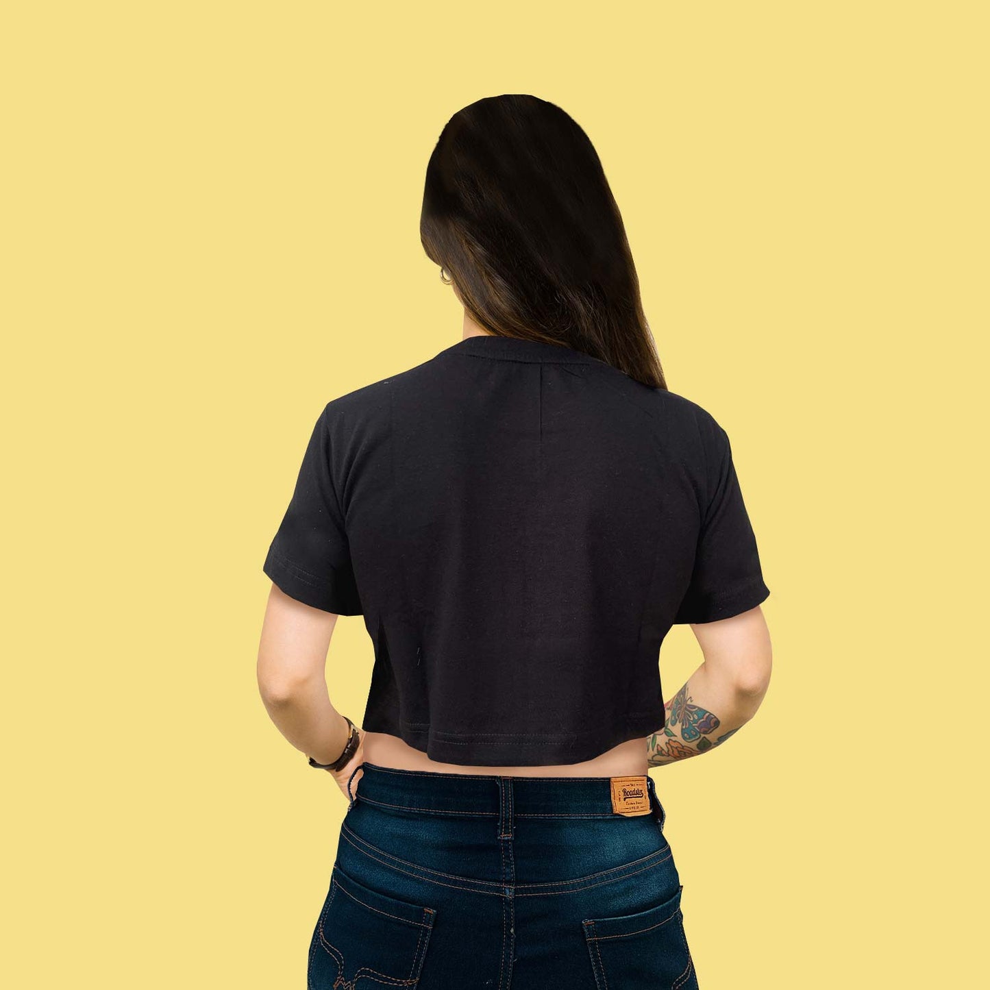 Roar Graphic Black trendy Crop-Top for Women and Girls