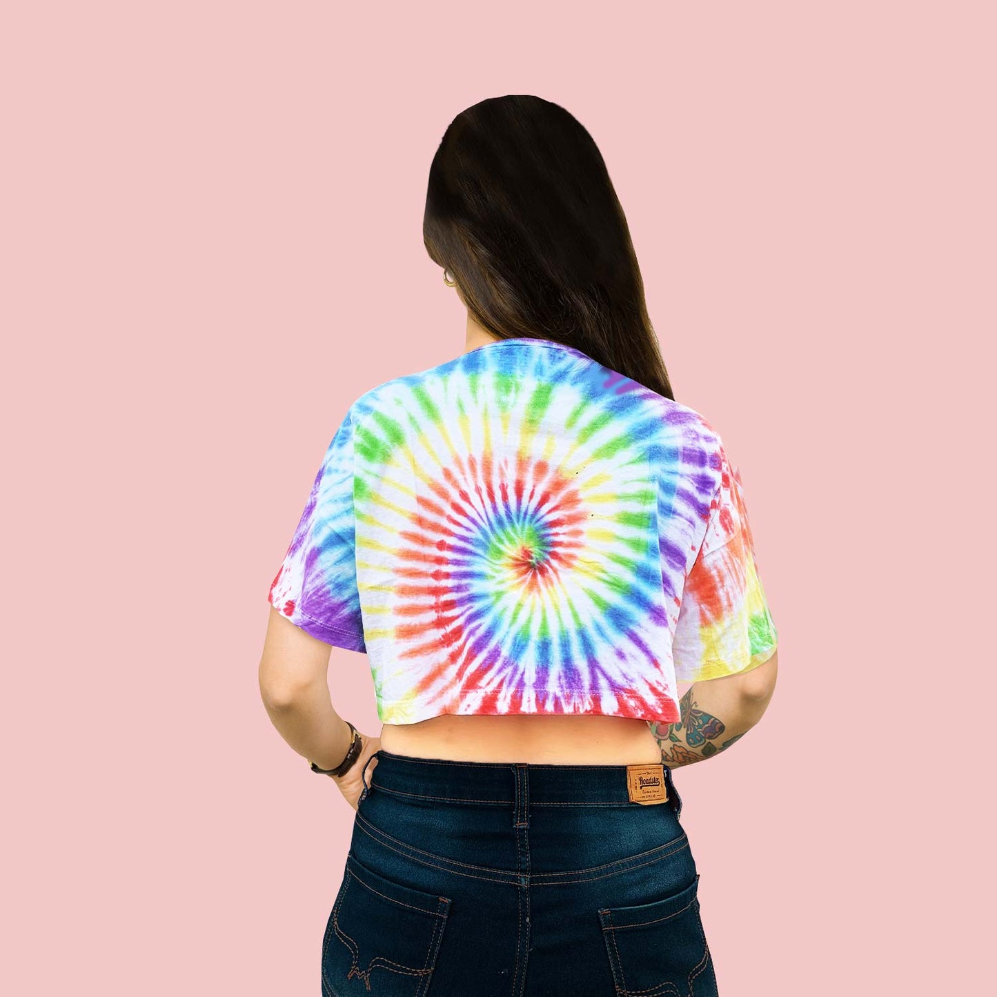 Tie-die Rainbow Crop-Top for Women and Girls