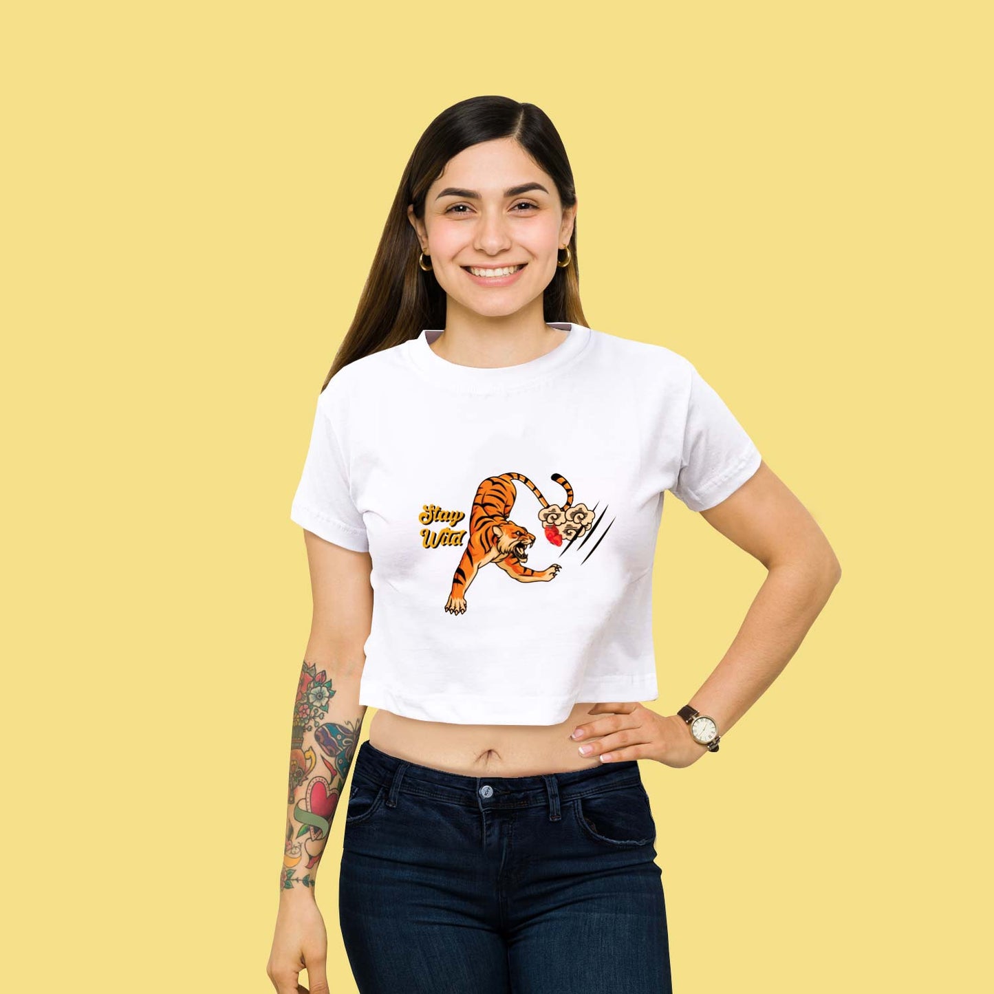 Stay Wild Graphic White trendy Crop-Top for Women and Girls