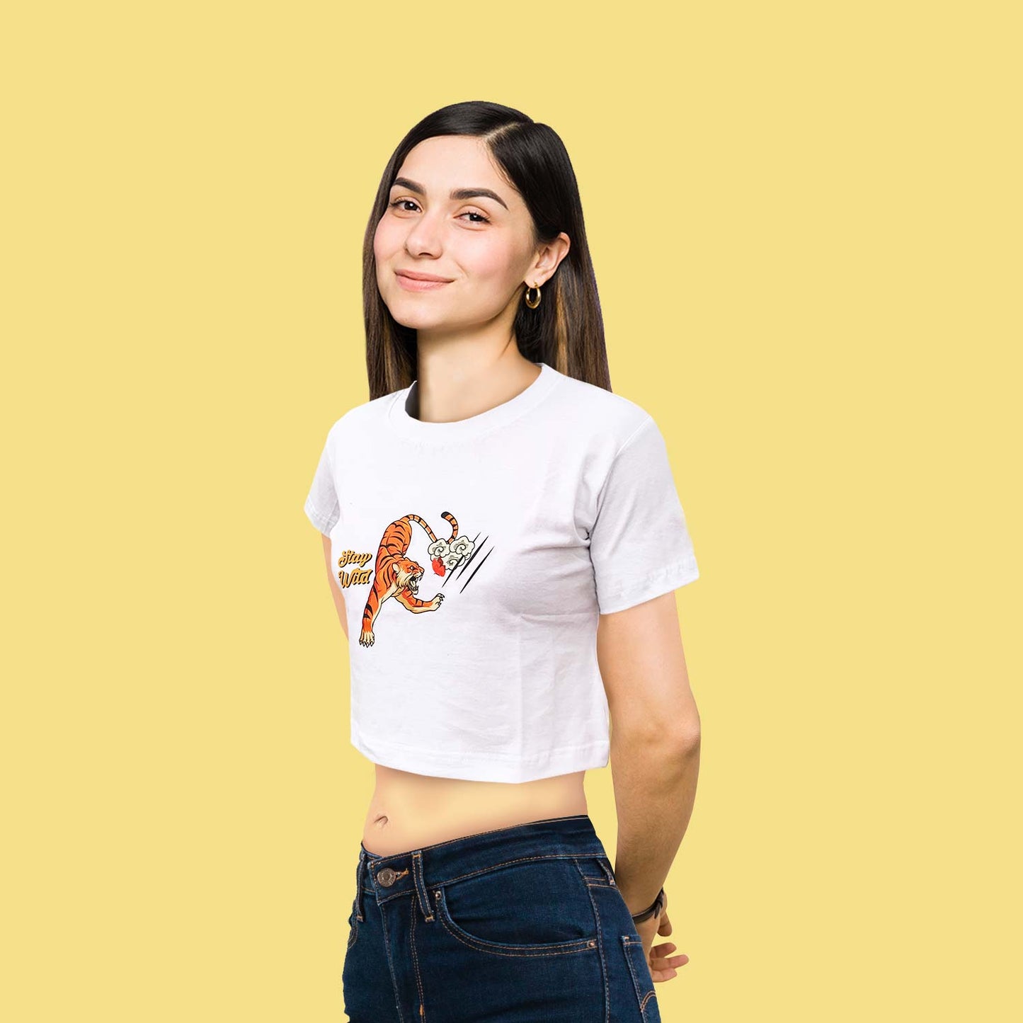 Stay Wild Graphic White trendy Crop-Top for Women and Girls