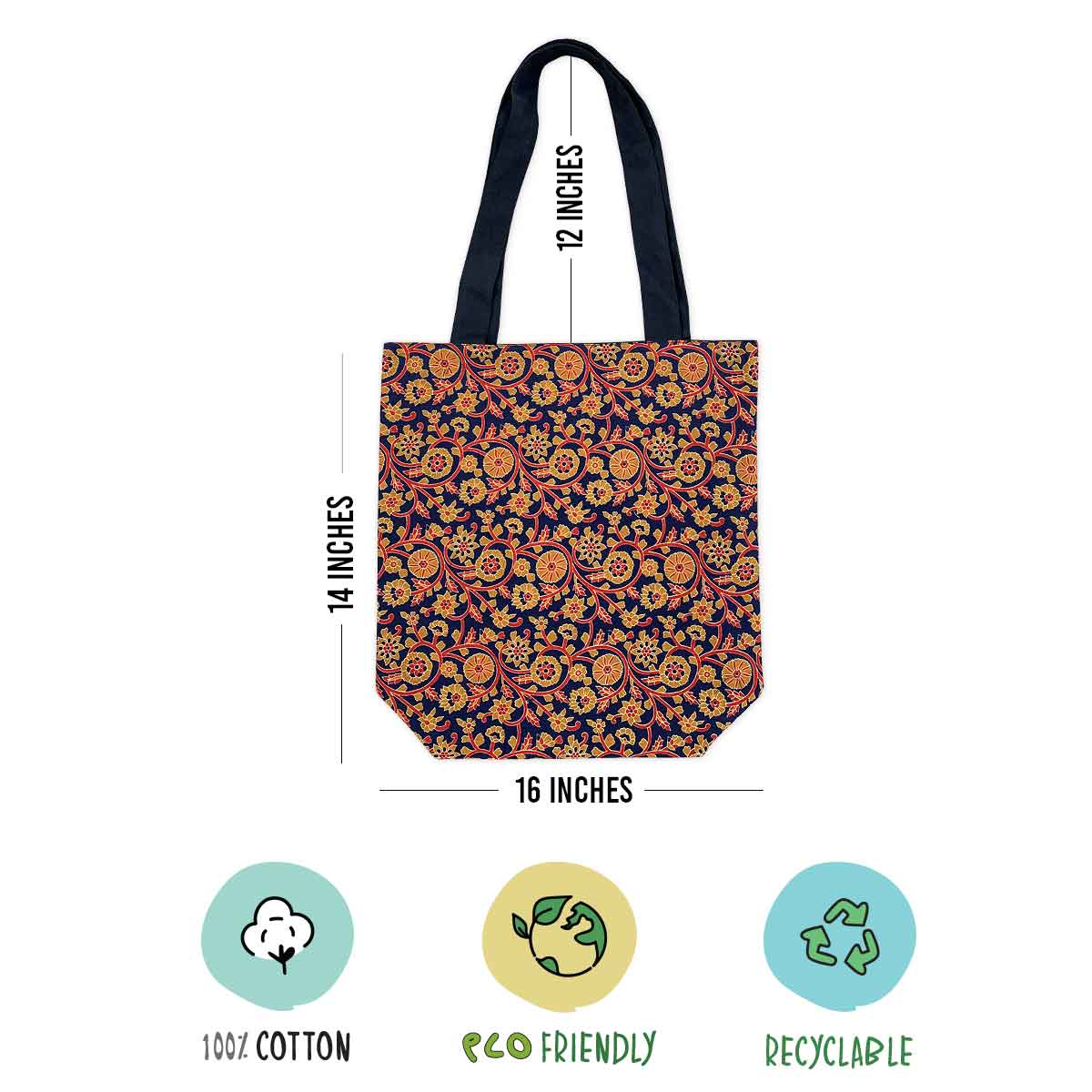 Dark Blue Jaipuri Pattern Tote Bag for Daily Use Office/ Party/ College Wear