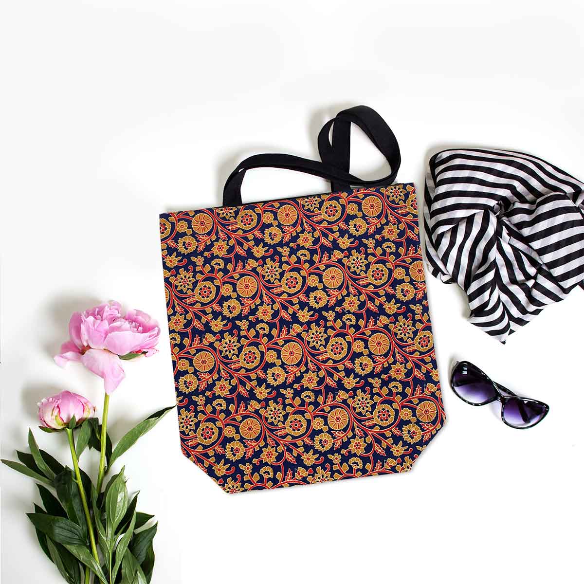 Dark Blue Jaipuri Pattern Tote Bag for Daily Use Office/ Party/ College Wear