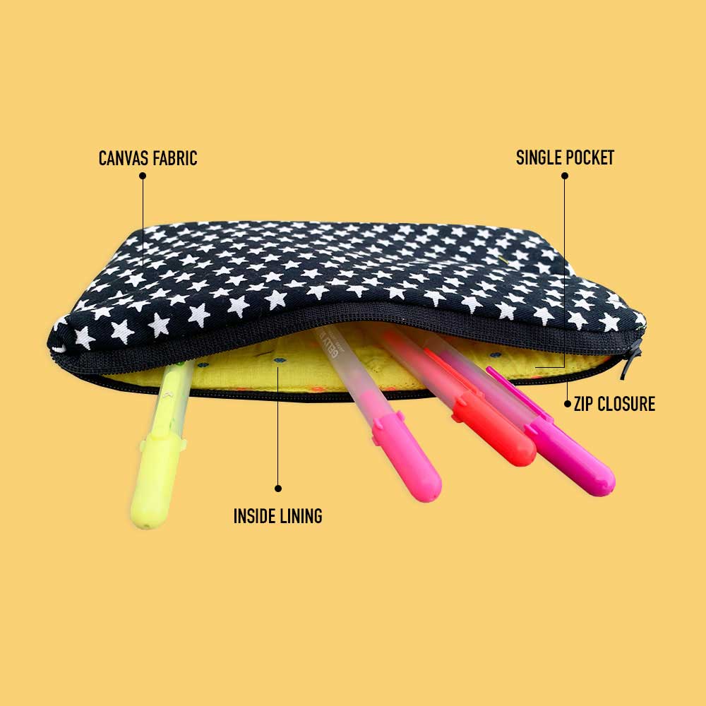 Trendy Star Multi-Purpose Black Canvas Pouch