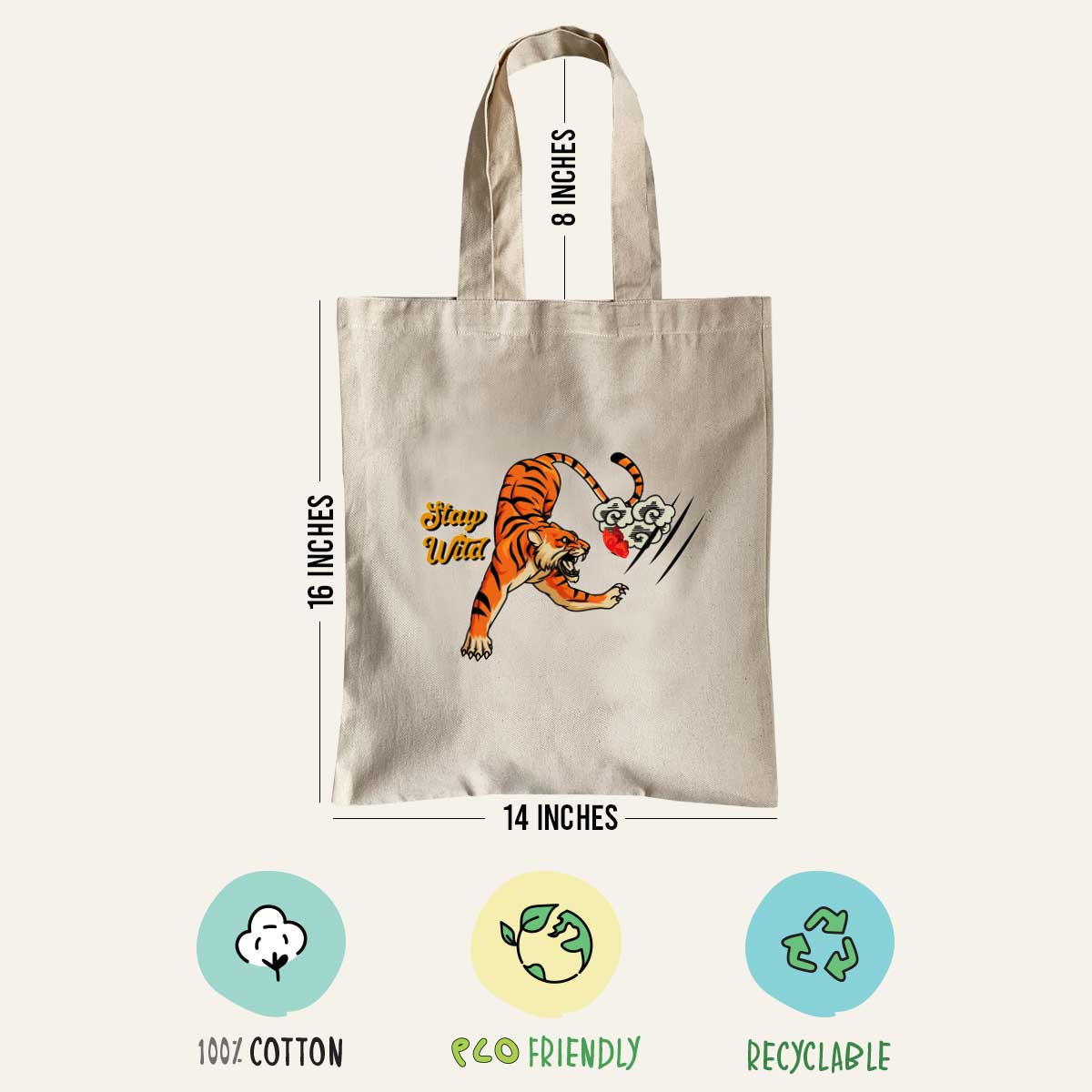 Natural Stay Wild Graphic Tote Bag