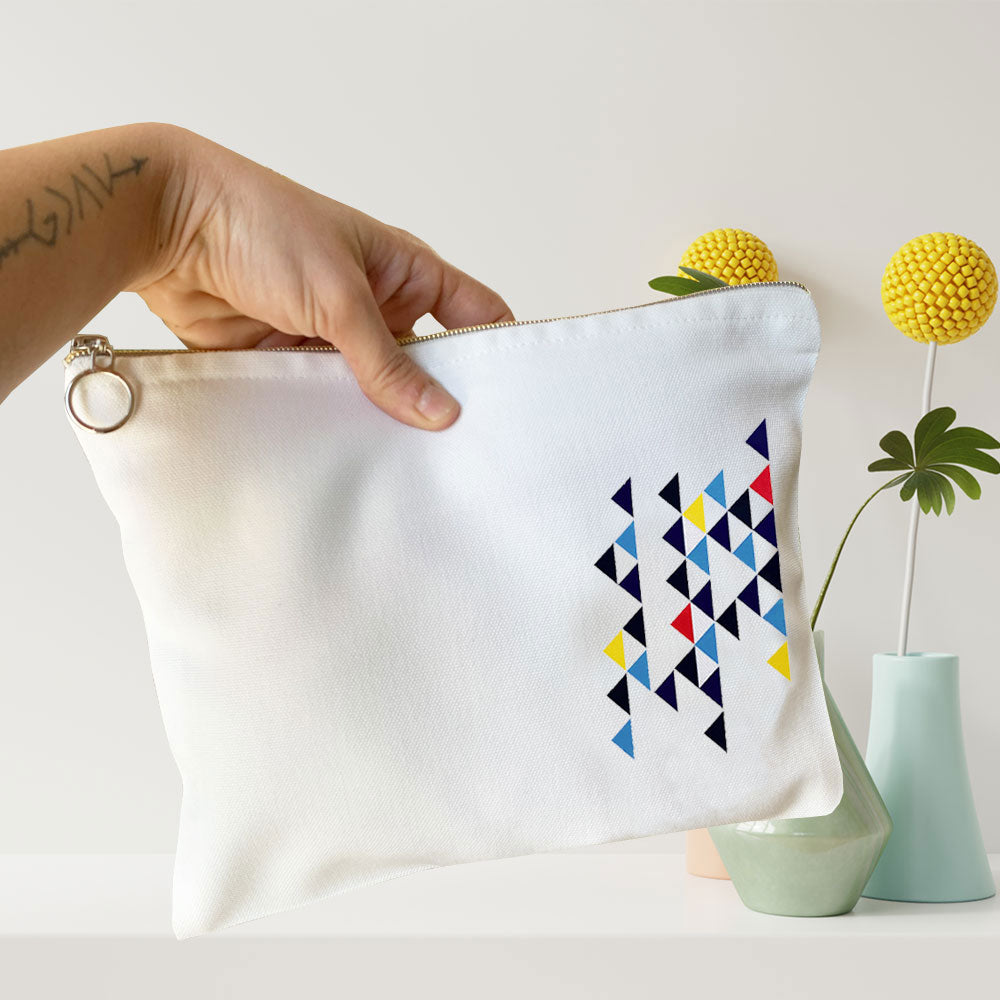 Multi-Purpose Triangle Graphic Canvas Pouch