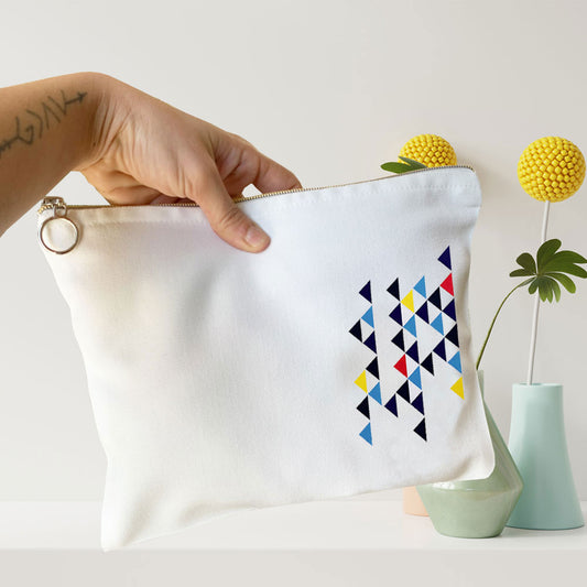 Multi-Purpose Triangle Graphic Canvas Pouch