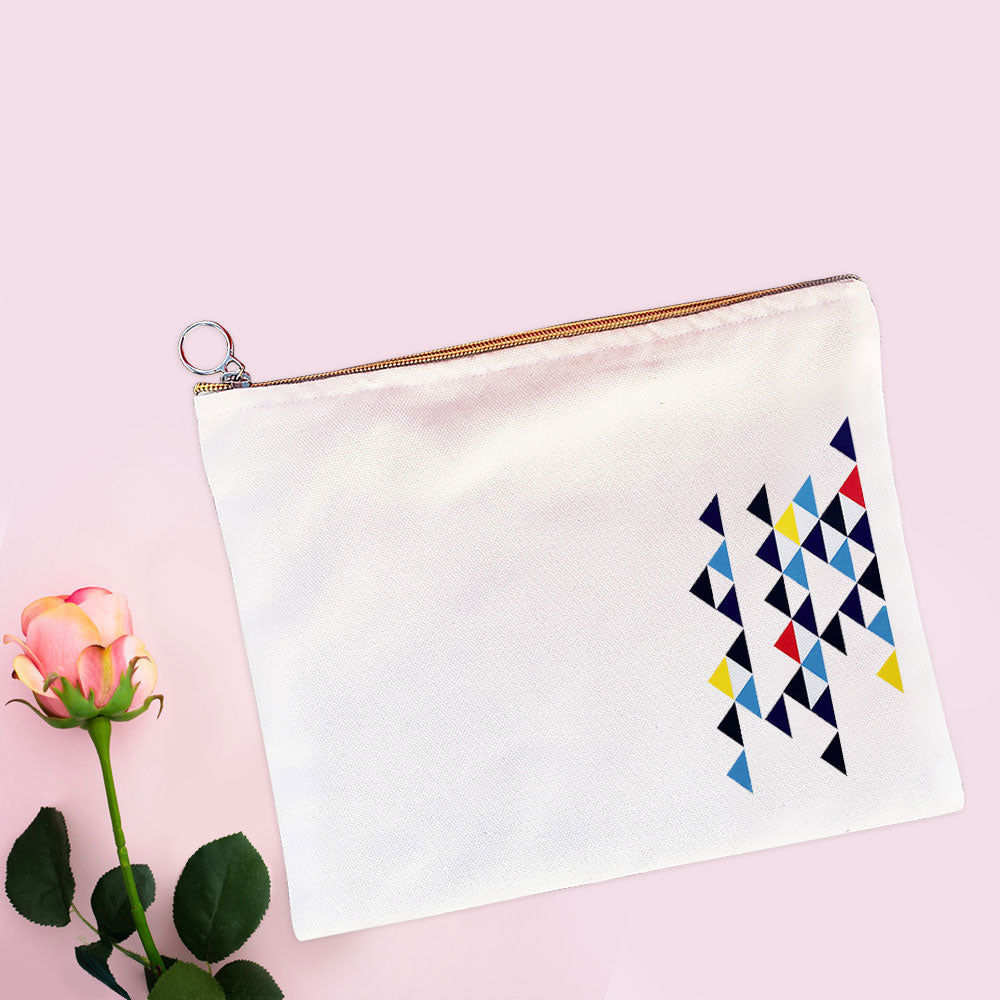 Multi-Purpose Triangle Graphic Canvas Pouch