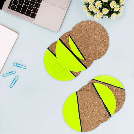 Neon Round Cork coaster Set
