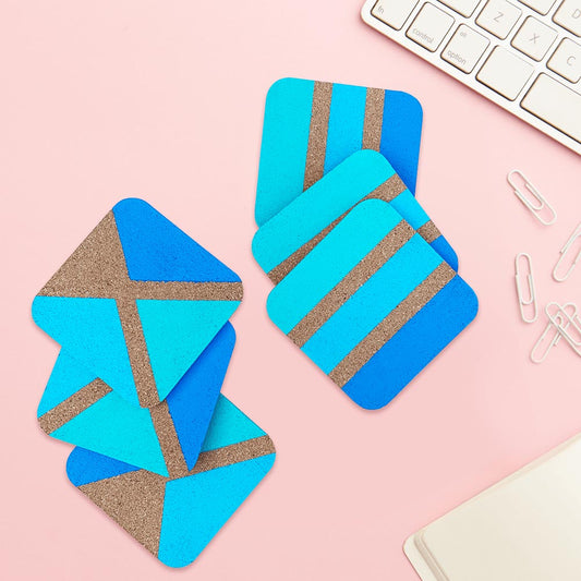 Geometric Pattern Rectangular Cork Coaster Set