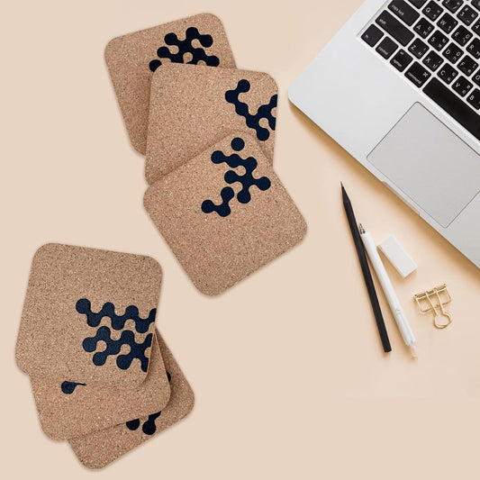Amoeba Pattern Square Cork Coaster Set