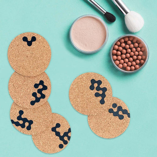 Amoeba Round Cork Coaster Set