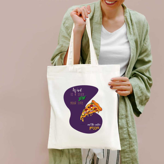 Slice of Life White Tote Bag for Daily Use/ College Wear