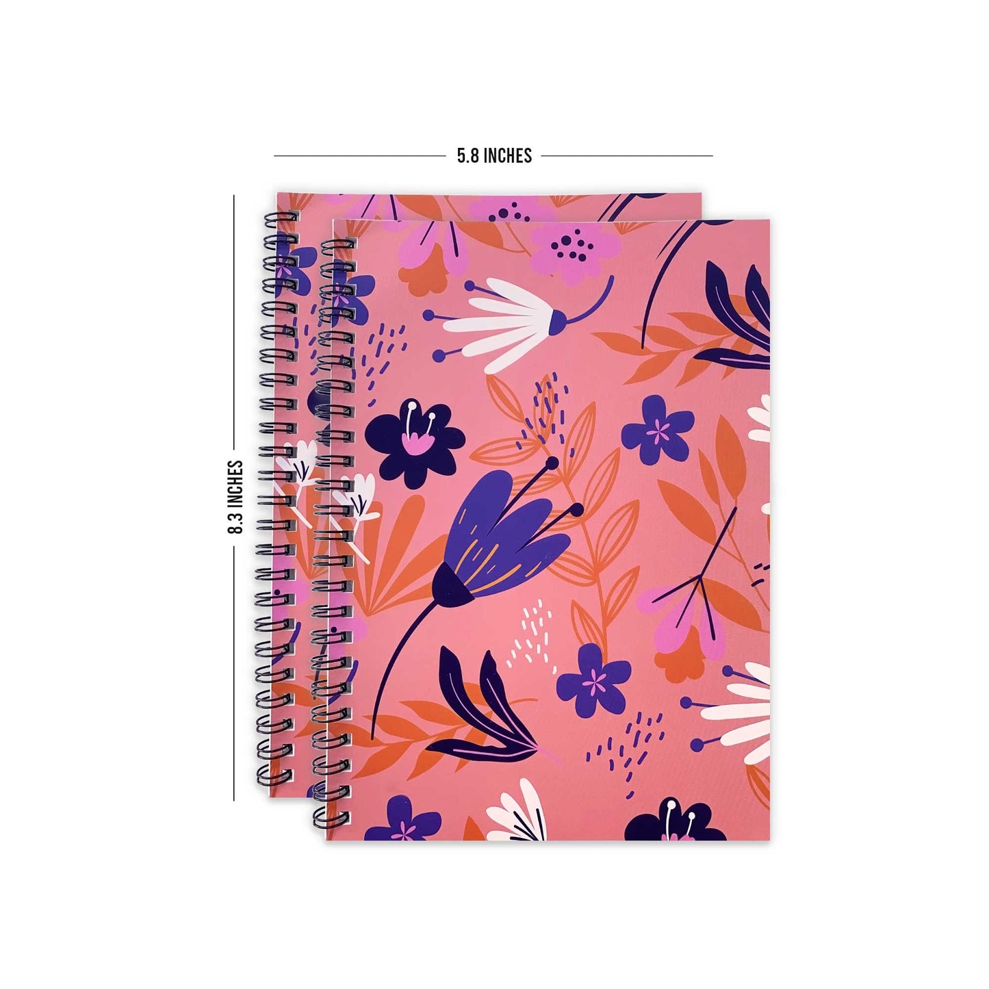 Coral Floral Pattern Wire-O-Bound Graphic Diary/ Notebook