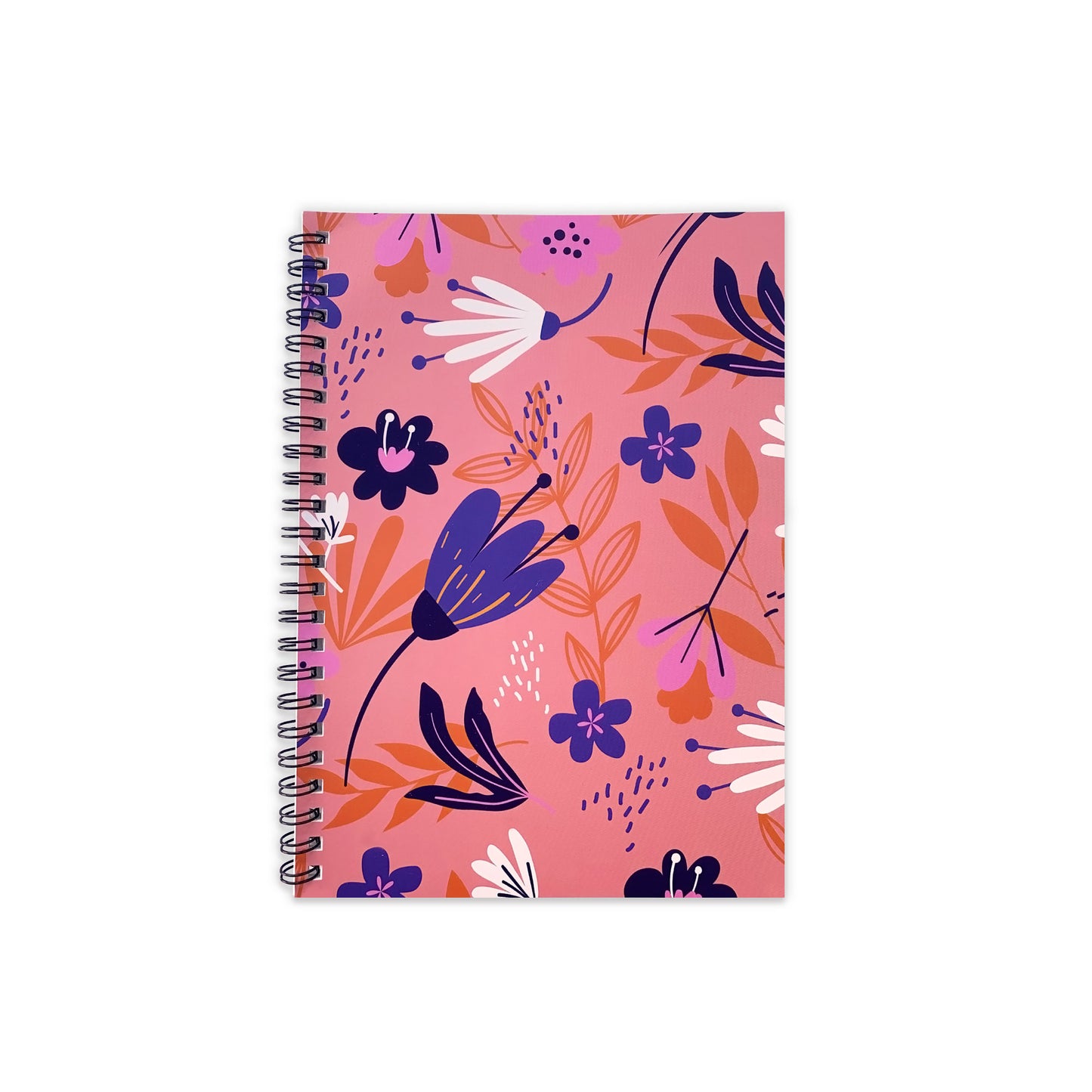 Coral Floral Pattern Wire-O-Bound Graphic Diary/ Notebook