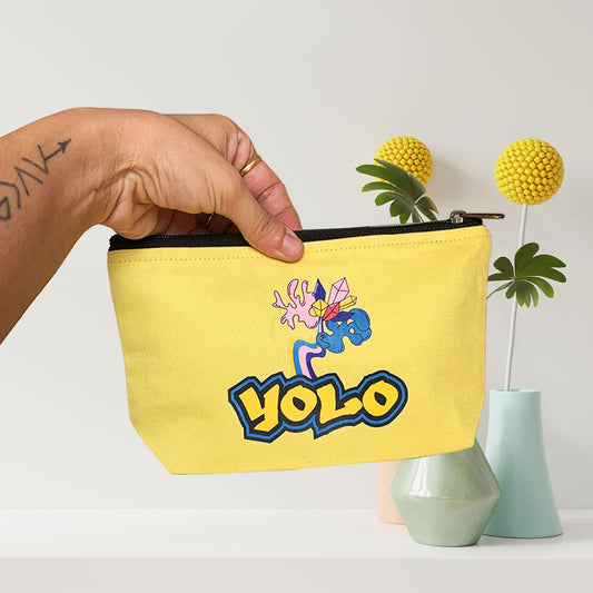 YOLO Multi-Purpose Yellow Cotton Pouch
