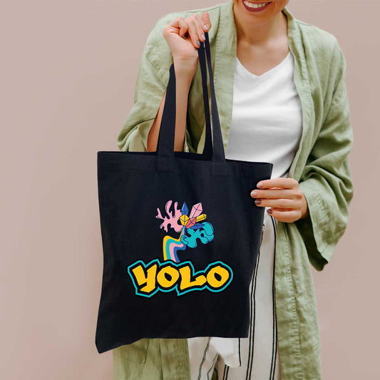 Black You only Live Once Graphic Tote Bag